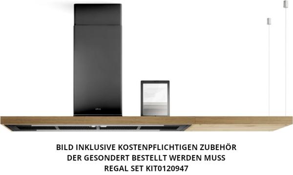 Elica BIO ISLAND BLRO/A/120 ROVERE - Inselhaube, Schwarz/Eichenholz, Umluft/Abluft, 120 cm
